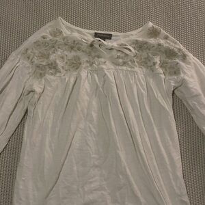 Style & Co. Cream Floral Embroidered Blouse